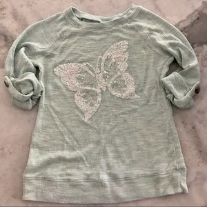 🚨2/$5 🦋 Mint Knit Top with Butterfly Girls Size M